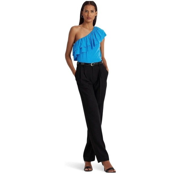 LAUREN Ralph Lauren Women's Jersey One Shoulder Top Blaze Ocean, US large - Picture 3 of 4